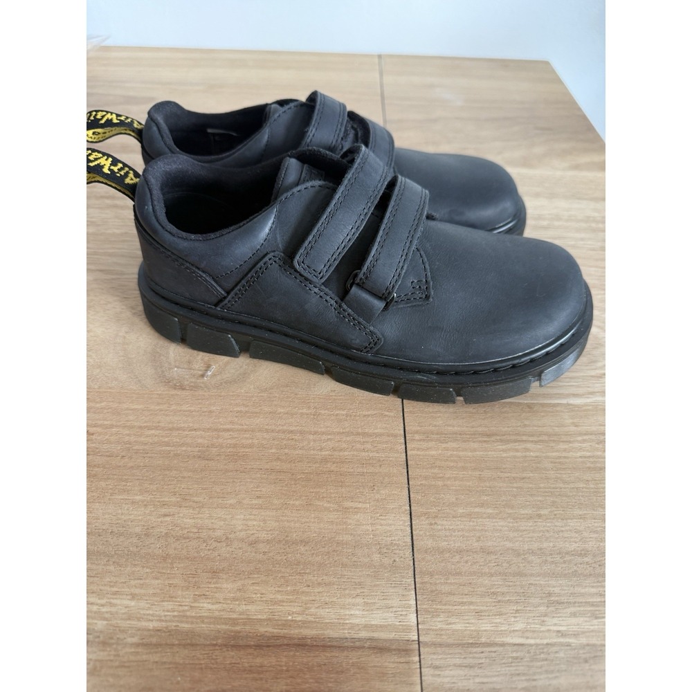 Dr Martens Junior Raffe Black Leather Double Strap Shoes US 4 Men 5 Women